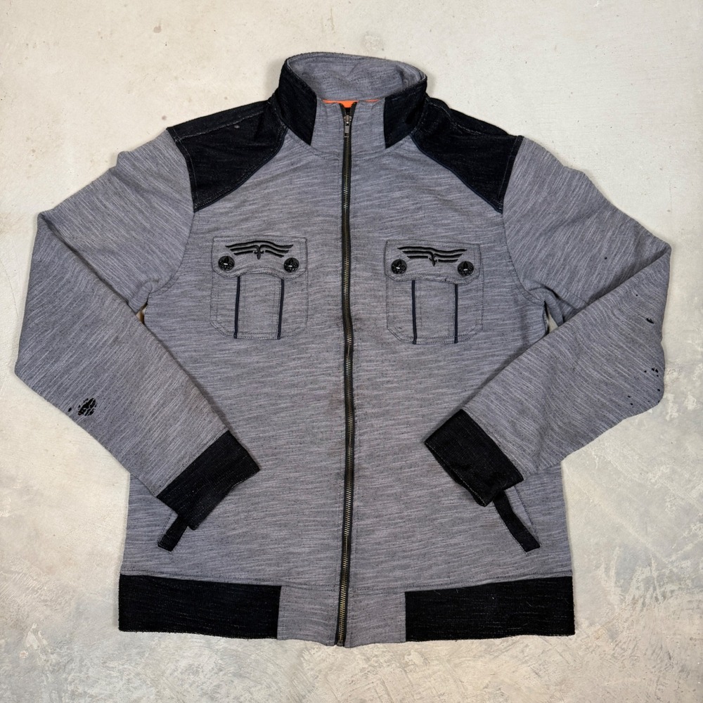 Rock Revival Mens Gray Black Full Zip Sweatshirt Jacket Large see desc 2000s